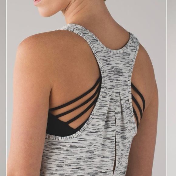 LULULEMON Salute the Sun Tank Top 2 Tie Back Tiger Space Dye Black White Baggy - Picture 10 of 10